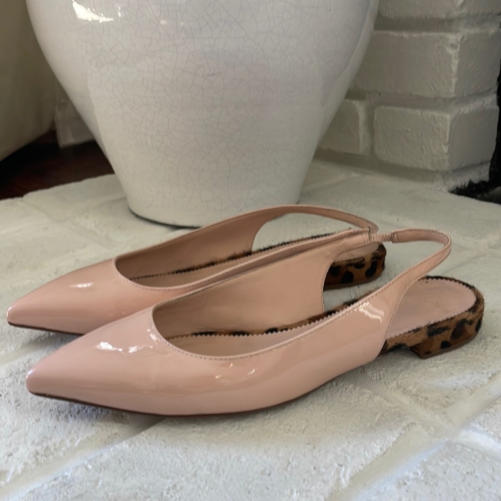 J Crew pink & Cheetah heeled flats